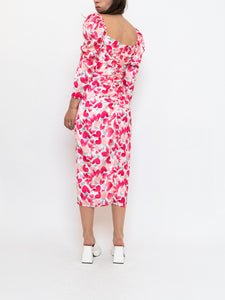 Modern x Motif White Floral Satin Cinched Dress (S, M)