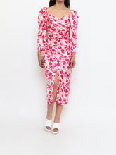 Load image into Gallery viewer, Modern x Motif White Floral Satin Cinched Dress (S, M)