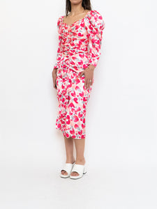 Modern x Motif White Floral Satin Cinched Dress (S, M)