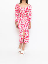 Load image into Gallery viewer, Modern x Motif White Floral Satin Cinched Dress (S, M)