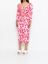 Load image into Gallery viewer, Modern x Motif White Floral Satin Cinched Dress (S, M)