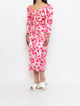 Load image into Gallery viewer, Modern x Motif White Floral Satin Cinched Dress (S, M)