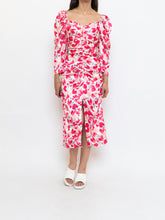 Load image into Gallery viewer, Modern x Motif White Floral Satin Cinched Dress (S, M)