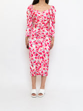 Load image into Gallery viewer, Modern x Motif White Floral Satin Cinched Dress (S, M)
