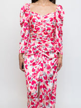 Load image into Gallery viewer, Modern x Motif White Floral Satin Cinched Dress (S, M)