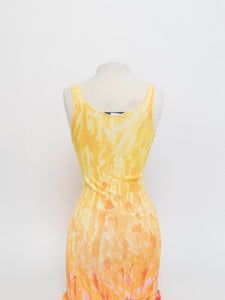 Vintage x ROBERT CAVALLI Yellow Patterned Bodycon Dress (M, L)