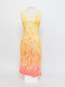Vintage x ROBERT CAVALLI Yellow Patterned Bodycon Dress (M, L)