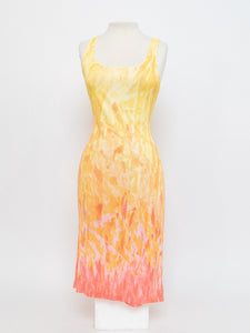 Vintage x ROBERT CAVALLI Yellow Patterned Bodycon Dress (M, L)
