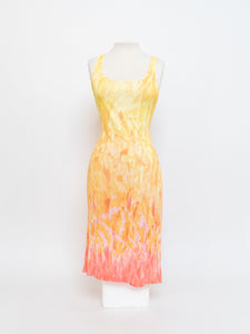Vintage x ROBERT CAVALLI Yellow Patterned Bodycon Dress (M, L)