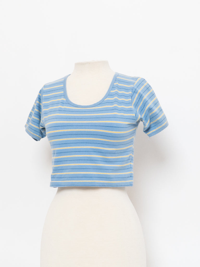 Vintage x Blue & Yellow Cropped Baby Tee (S, M)