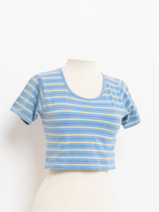 Vintage x Blue & Yellow Cropped Baby Tee (S, M)