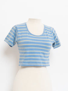 Vintage x Blue & Yellow Cropped Baby Tee (S, M)