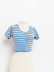 Vintage x Blue & Yellow Cropped Baby Tee (S, M)