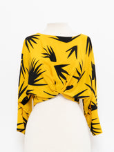 Load image into Gallery viewer, Vintage x Made in Hong Kong x Yellow Silk-feel Palm Tree Top (XS-M)