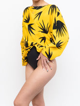 Load image into Gallery viewer, Vintage x Made in Hong Kong x Yellow Silk-feel Palm Tree Top (XS-M)