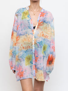 Vintage x Made in Canada x Sheer Pastel Floral Button Up (XS-XL)