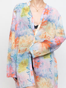 Vintage x Made in Canada x Sheer Pastel Floral Button Up (XS-XL)