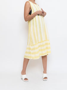 Vintage x Made in Italy x Yellow Striped Linen Dress (S, M)