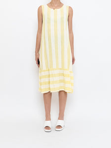 Vintage x Made in Italy x Yellow Striped Linen Dress (S, M)