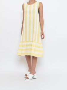 Vintage x Made in Italy x Yellow Striped Linen Dress (S, M)