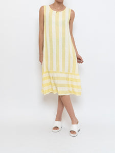 Vintage x Made in Italy x Yellow Striped Linen Dress (S, M)