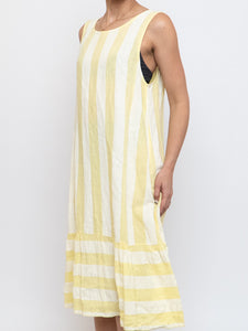 Vintage x Made in Italy x Yellow Striped Linen Dress (S, M)