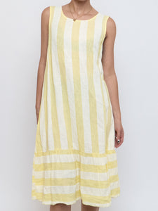 Vintage x Made in Italy x Yellow Striped Linen Dress (S, M)