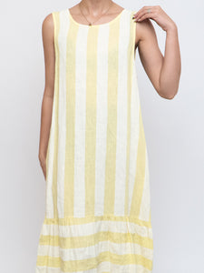 Vintage x Made in Italy x Yellow Striped Linen Dress (S, M)