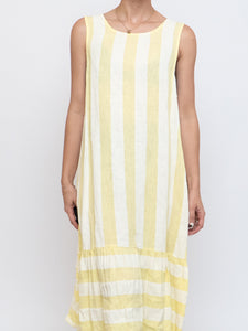 Vintage x Made in Italy x Yellow Striped Linen Dress (S, M)