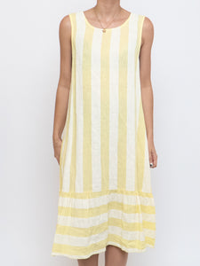 Vintage x Made in Italy x Yellow Striped Linen Dress (S, M)