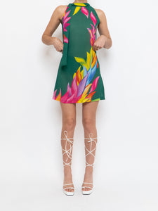 Vintage x Green Floral High Neck Dress (XS)