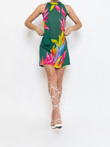 Vintage x Green Floral High Neck Dress (XS)