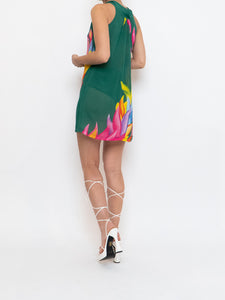 Vintage x Green Floral High Neck Dress (XS)