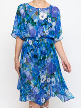 Load image into Gallery viewer, Vintage x Silk Blue Floral Sheer Dress (XS-M)