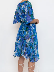 Vintage x Silk Blue Floral Sheer Dress (XS-M)