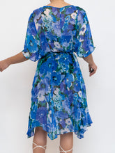 Load image into Gallery viewer, Vintage x Silk Blue Floral Sheer Dress (XS-M)