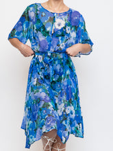 Load image into Gallery viewer, Vintage x Silk Blue Floral Sheer Dress (XS-M)