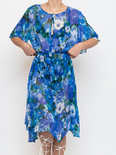 Load image into Gallery viewer, Vintage x Silk Blue Floral Sheer Dress (XS-M)