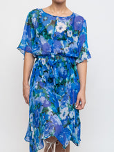 Load image into Gallery viewer, Vintage x Silk Blue Floral Sheer Dress (XS-M)