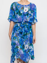 Load image into Gallery viewer, Vintage x Silk Blue Floral Sheer Dress (XS-M)