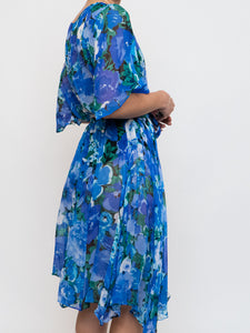 Vintage x Silk Blue Floral Sheer Dress (XS-M)