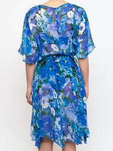 Vintage x Silk Blue Floral Sheer Dress (XS-M)