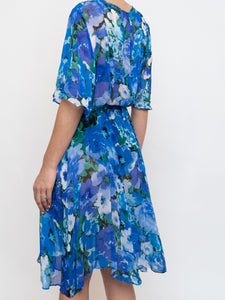 Vintage x Silk Blue Floral Sheer Dress (XS-M)