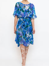 Load image into Gallery viewer, Vintage x Silk Blue Floral Sheer Dress (XS-M)