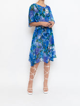 Load image into Gallery viewer, Vintage x Silk Blue Floral Sheer Dress (XS-M)