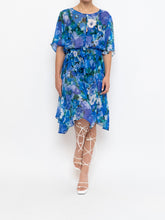 Load image into Gallery viewer, Vintage x Silk Blue Floral Sheer Dress (XS-M)