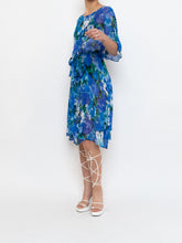 Load image into Gallery viewer, Vintage x Silk Blue Floral Sheer Dress (XS-M)