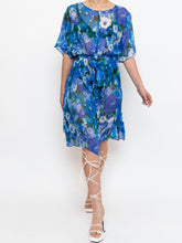 Load image into Gallery viewer, Vintage x Silk Blue Floral Sheer Dress (XS-M)