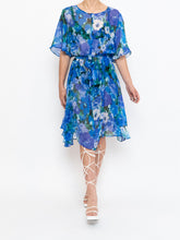 Load image into Gallery viewer, Vintage x Silk Blue Floral Sheer Dress (XS-M)