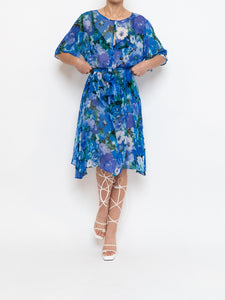 Vintage x Silk Blue Floral Sheer Dress (XS-M)